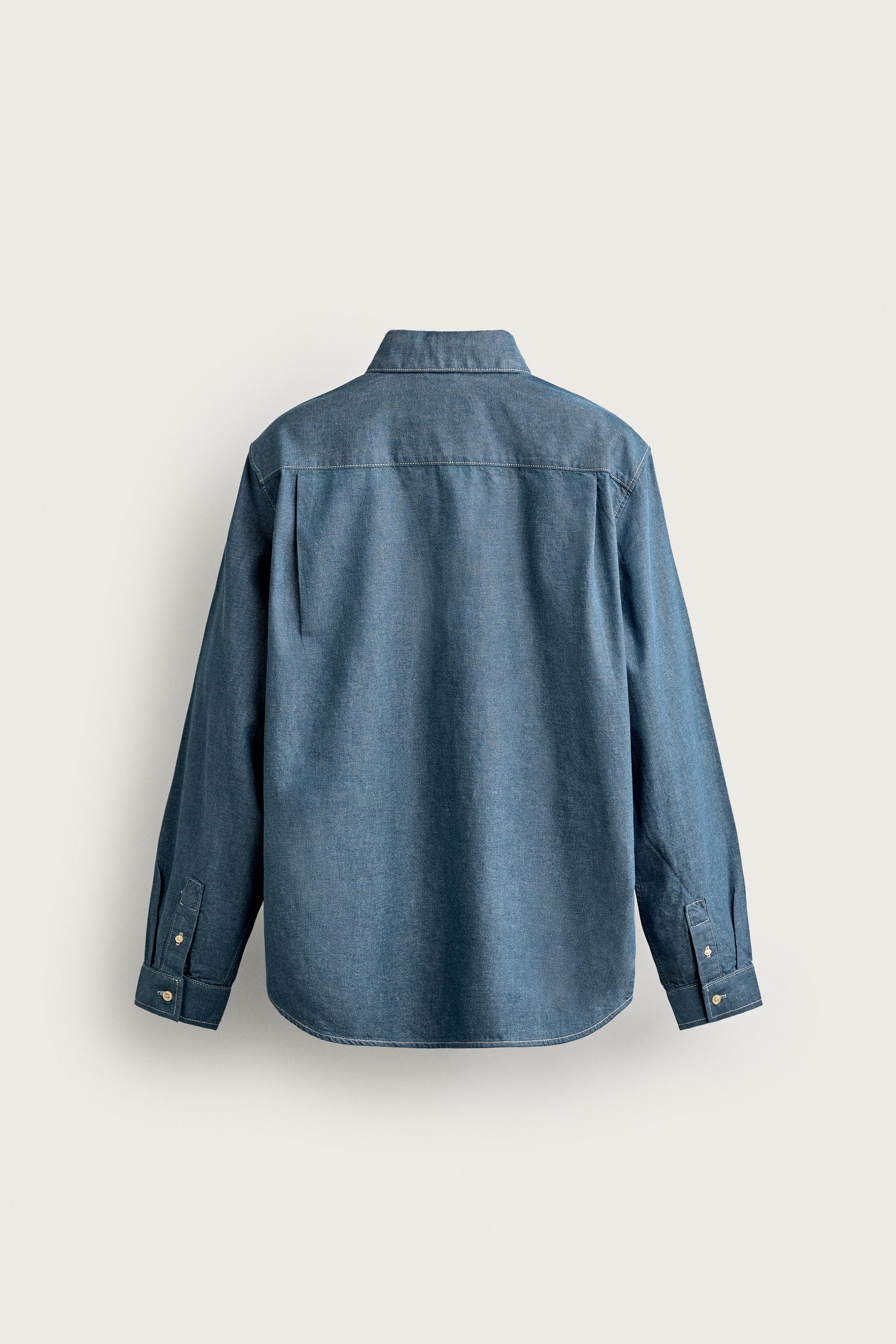 WASHED LIGHTWEIGHT DENIM POLO SHIRT